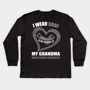 In My Memory Of My Grandma Brain Cancer Awareness Kids Long Sleeve T-Shirt